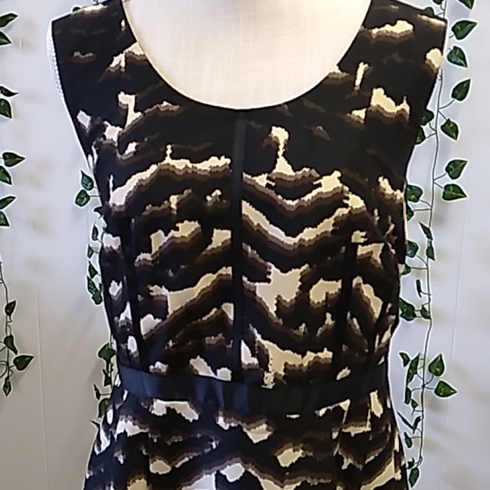 Oleg Cassini Dress sz 14 Black/ Taupe / Brown... - Picture 3 of 16